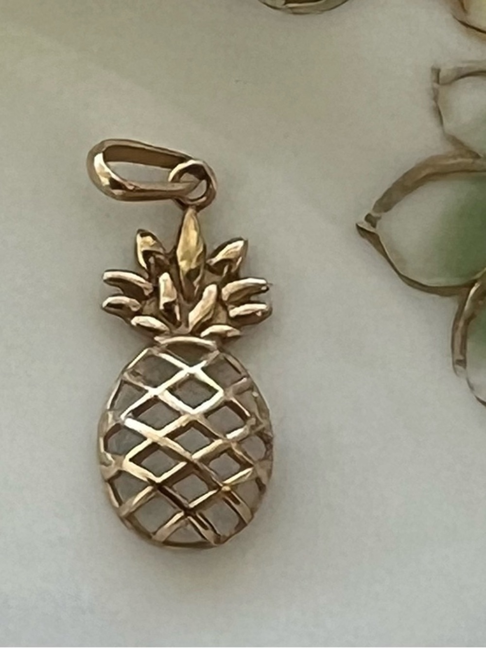 10k Yellow Gold Pineapple Charm Pendant - Women Jewelry